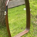 Old scandinavian teak mirror barrel shape vintage 50/60