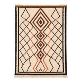 Ecru Berber rug with diamond patterns in structured Atlas style.