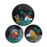 Collection of 3 wall plates 50's, ceramic plates, westgerman pottery