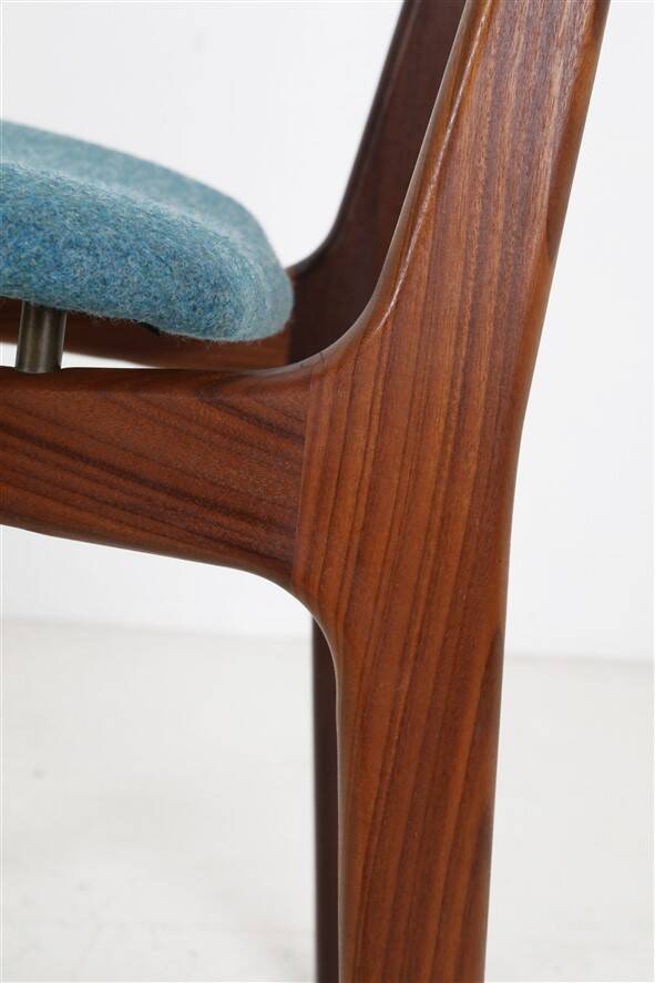 Set of 4 reupholstered Danish teak chairs, 1960s