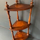 Small old corner shelf in turned wood, 19th century