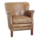 Fauteuil en cuir subtil avec coussin d'assise réversible en kilim