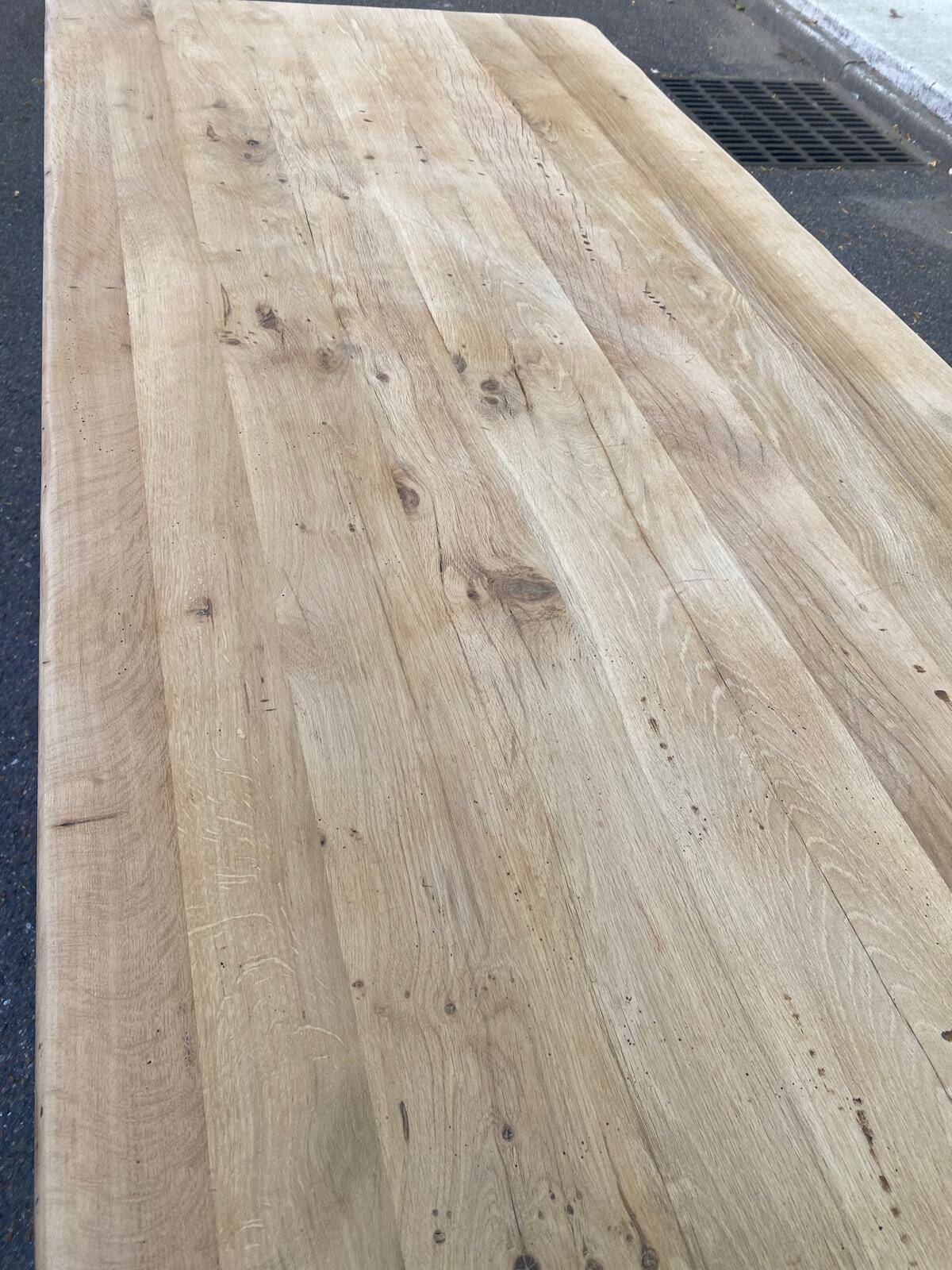 Large extendable monastery table stripped in raw solid oak 200 cm