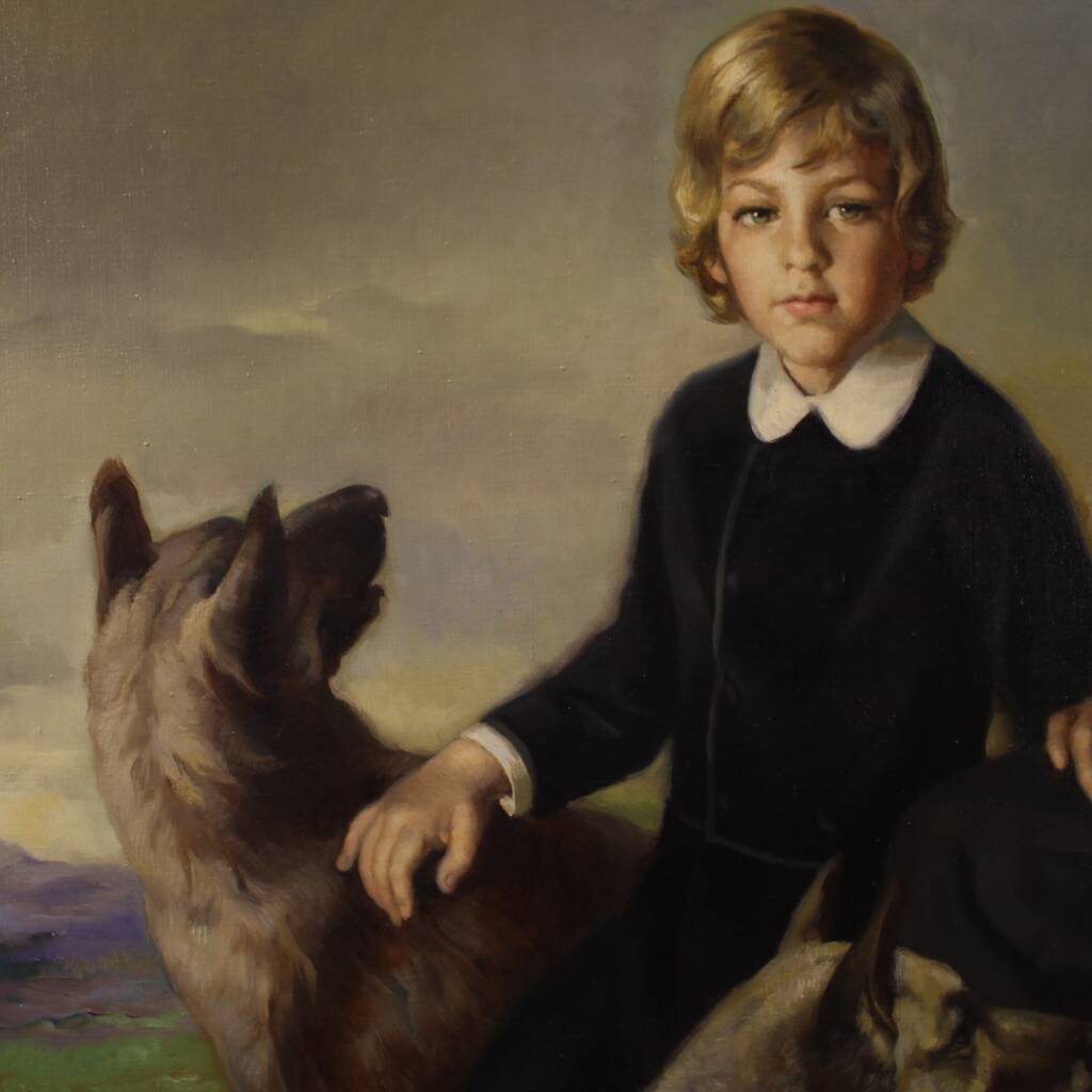 Family portrait signed Francisco Ribera and dated 1972