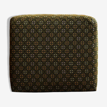 Square foot rest in green and gold fabric