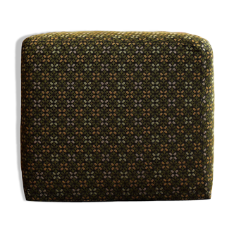 Square foot rest in green and gold fabric