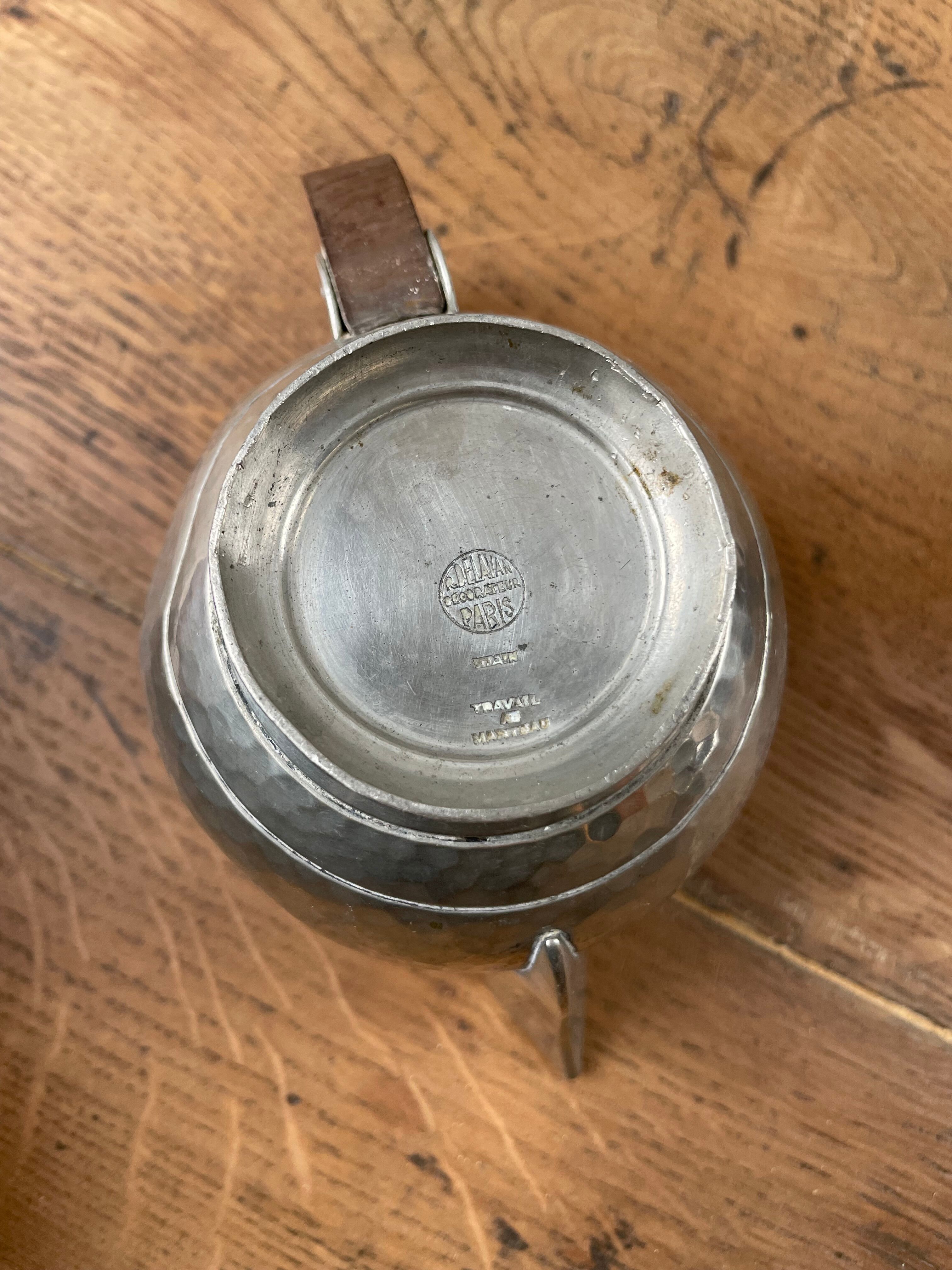 René Delavan Art Deco Pewter Teapot Set