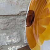 Vintage round serving dish with yellow flowers, Ironstone, 1970s, Italy.