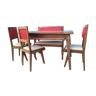 Table années '60 avec 3 chaises et une banquette
