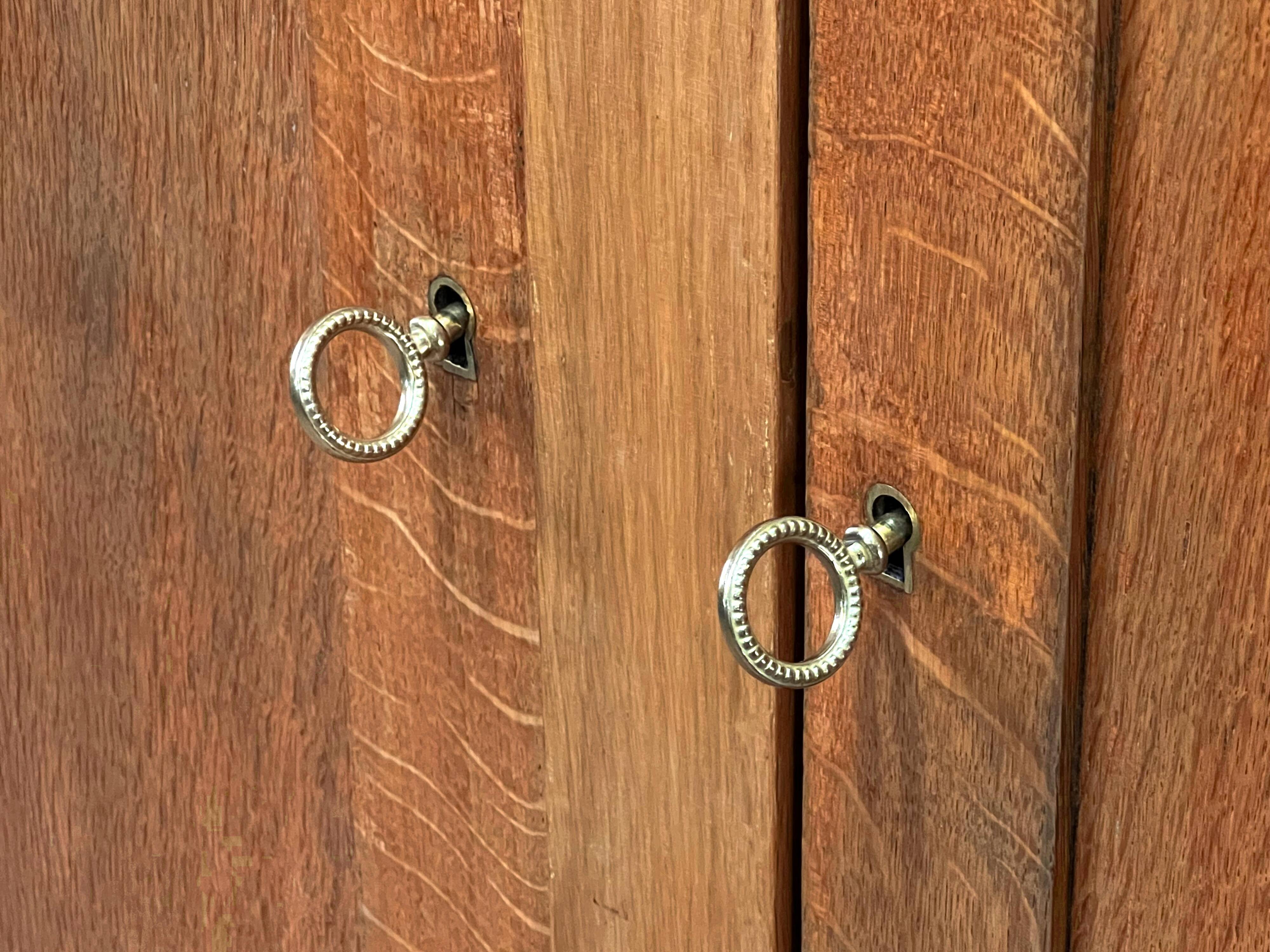 2 Door Wardrobe - Oak and Rattan - Compass Feet - Vintage 50/60's