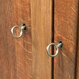 2 Door Wardrobe - Oak and Rattan - Compass Feet - Vintage 50/60's