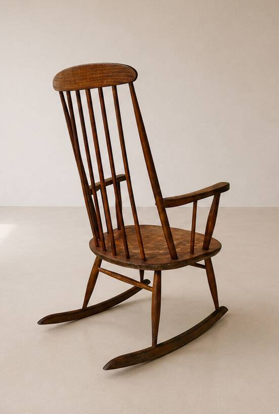 Fauteuil à bascule / Rocking Chair vintage en hêtre 1960 par Stol Kamnik