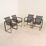 Set of 4 black metal chairs 80's