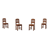 Set of 4 Early Art Deco Oak & Wicker Dining Chairs, Belgium, 1915