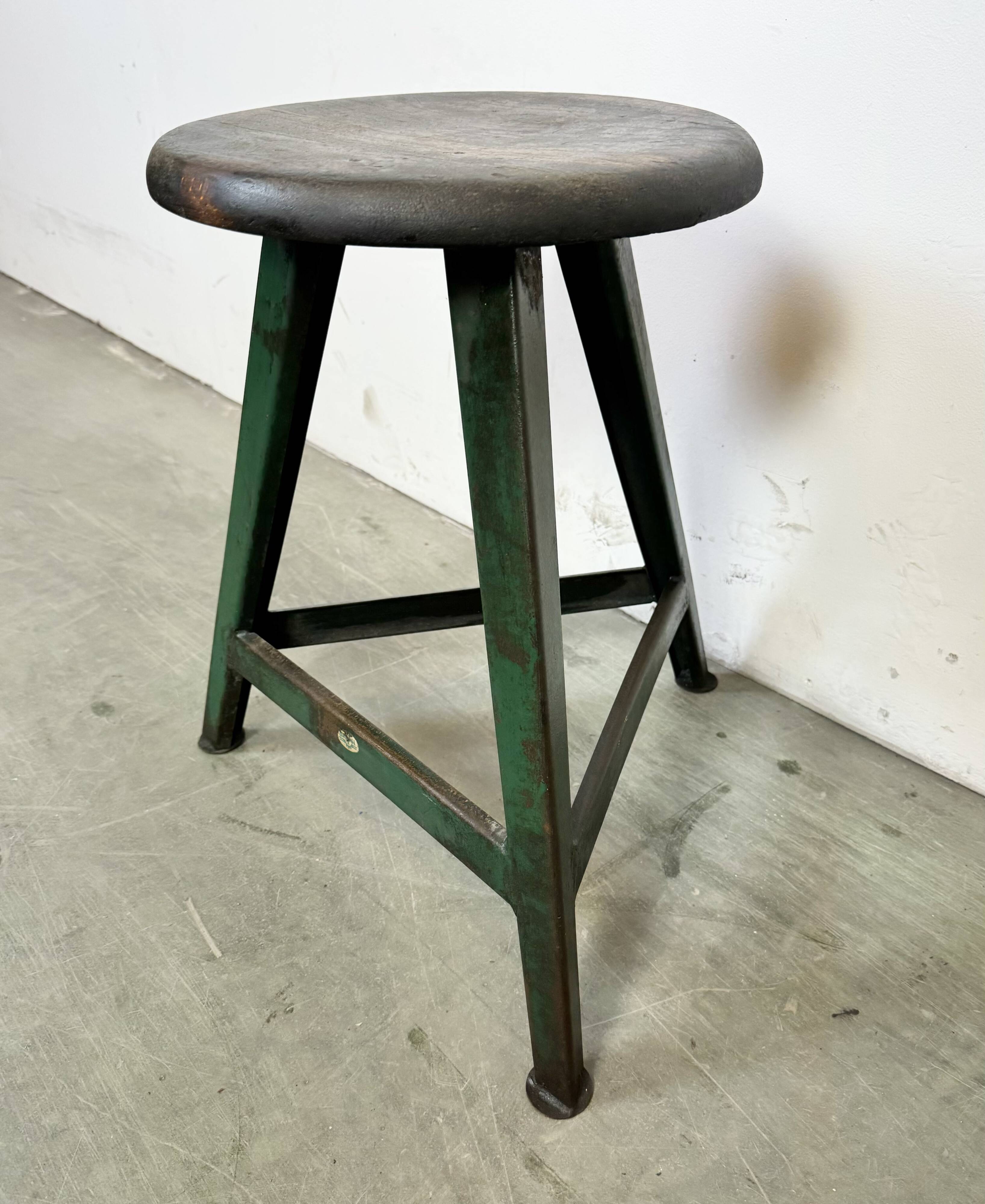 Dark Green Industrial Workshop Stool from Drupol, 1960s
