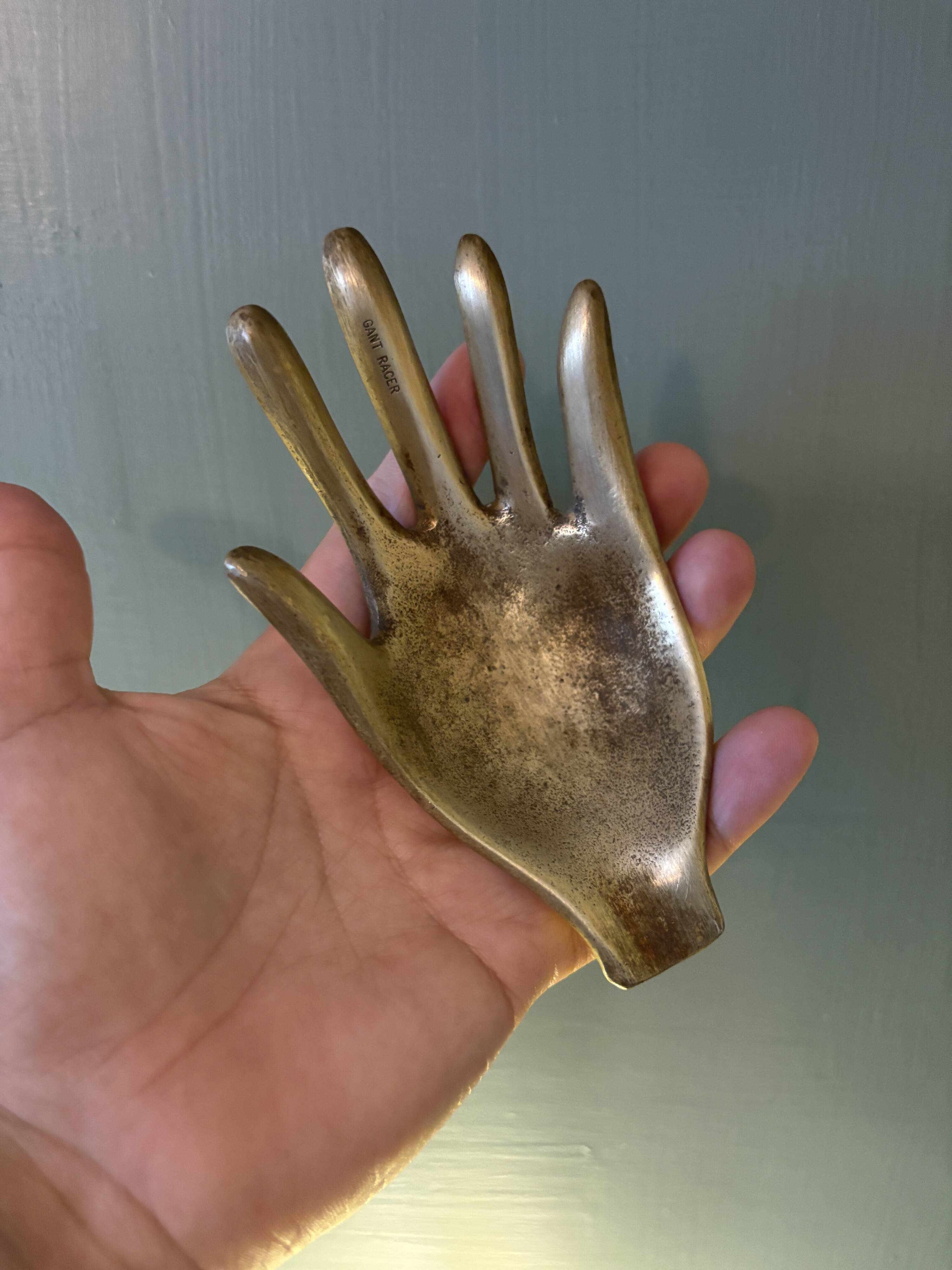 Vintage brass hand ashtray/trinket tray