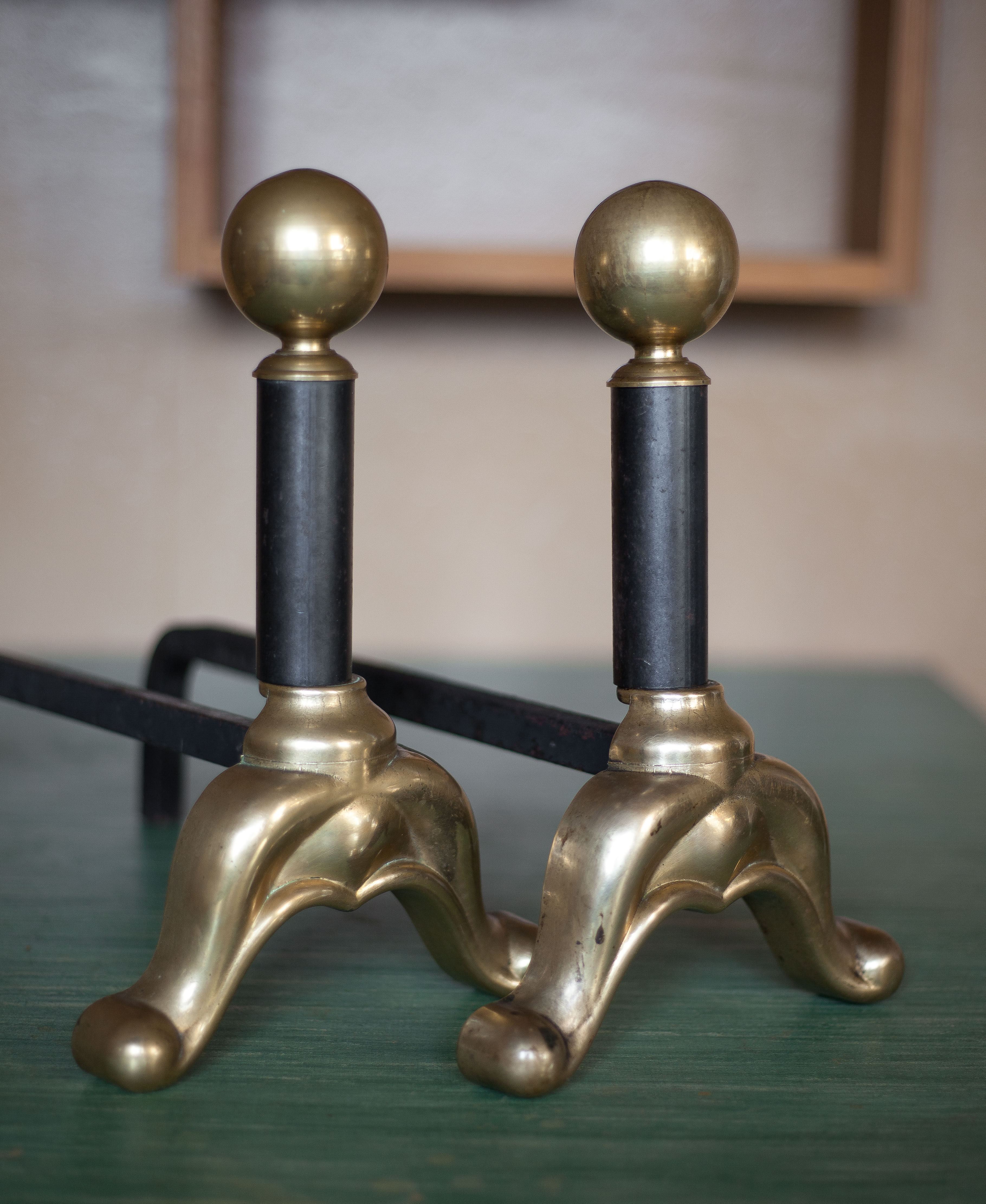 Paire de chenets de cheminée vintage
