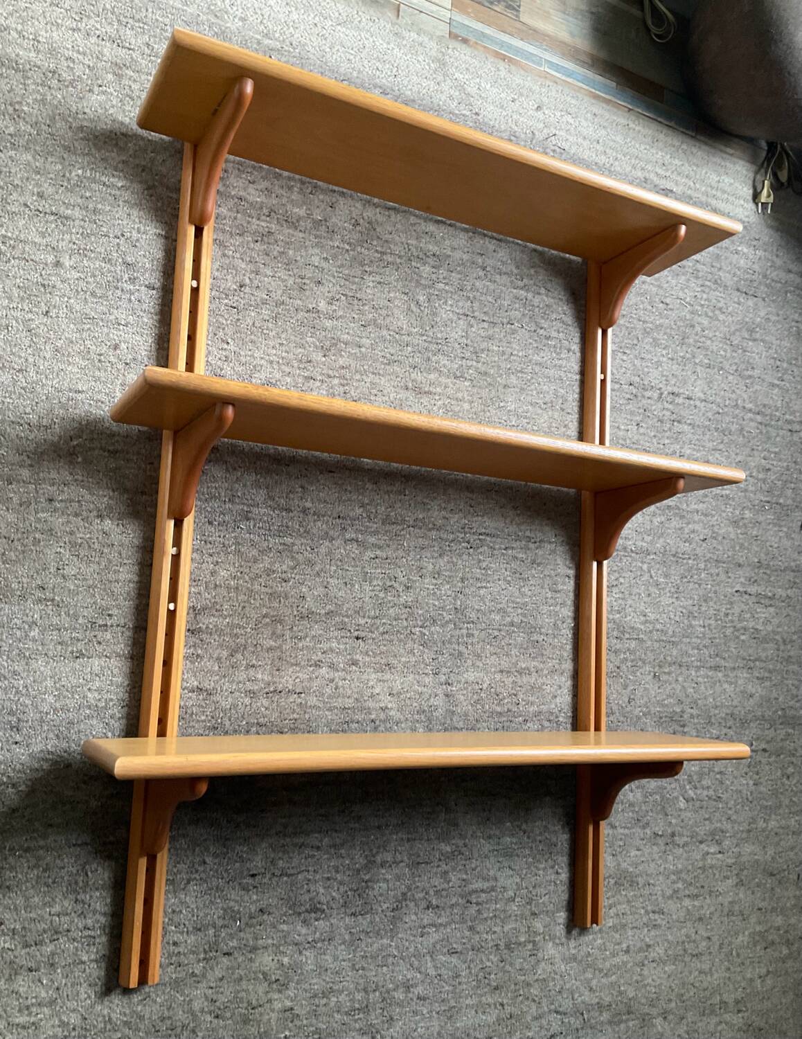 Vintage beech wall shelf