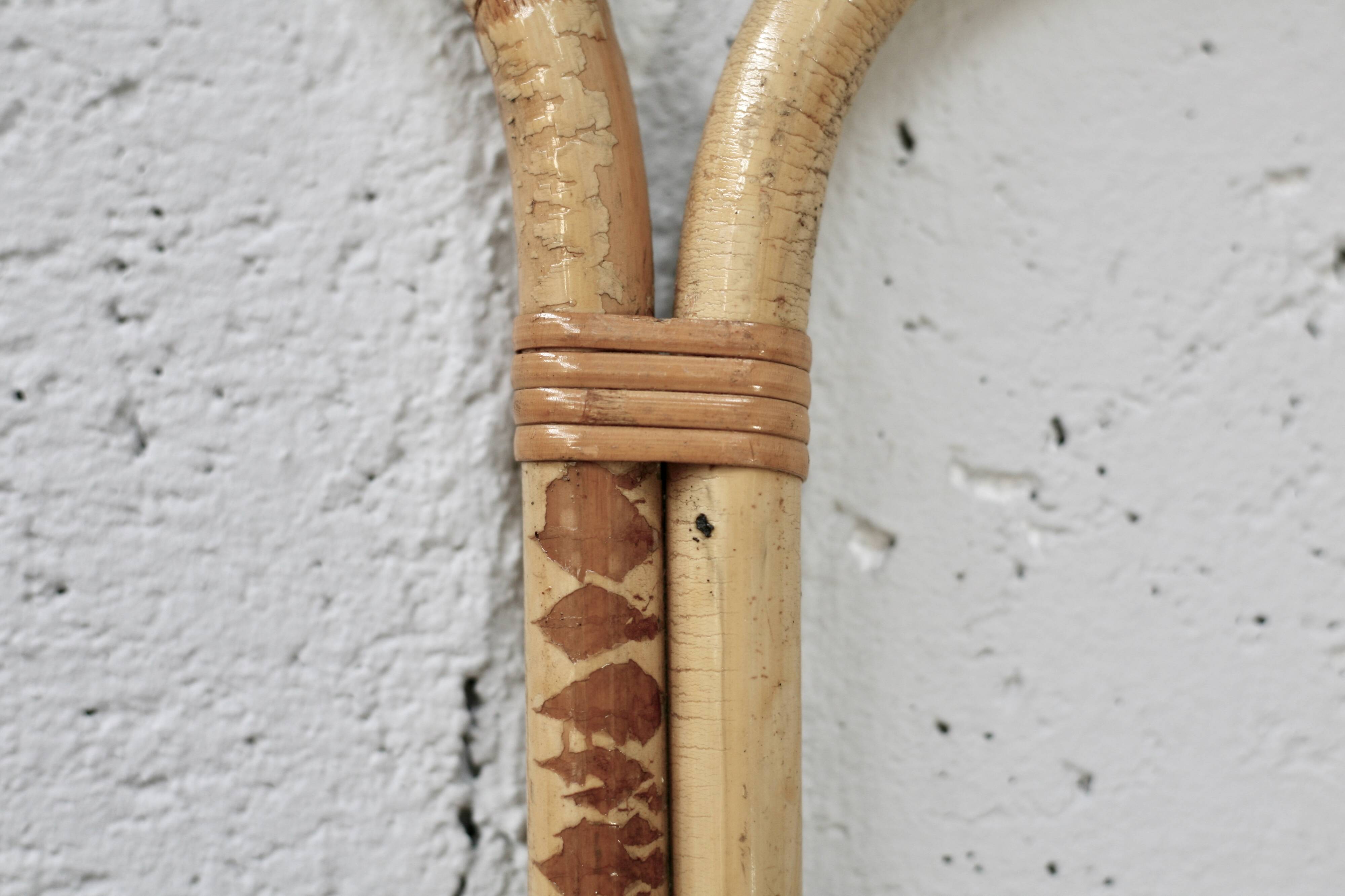 Rattan mirror in the style of Louis Sognot, France, 1950