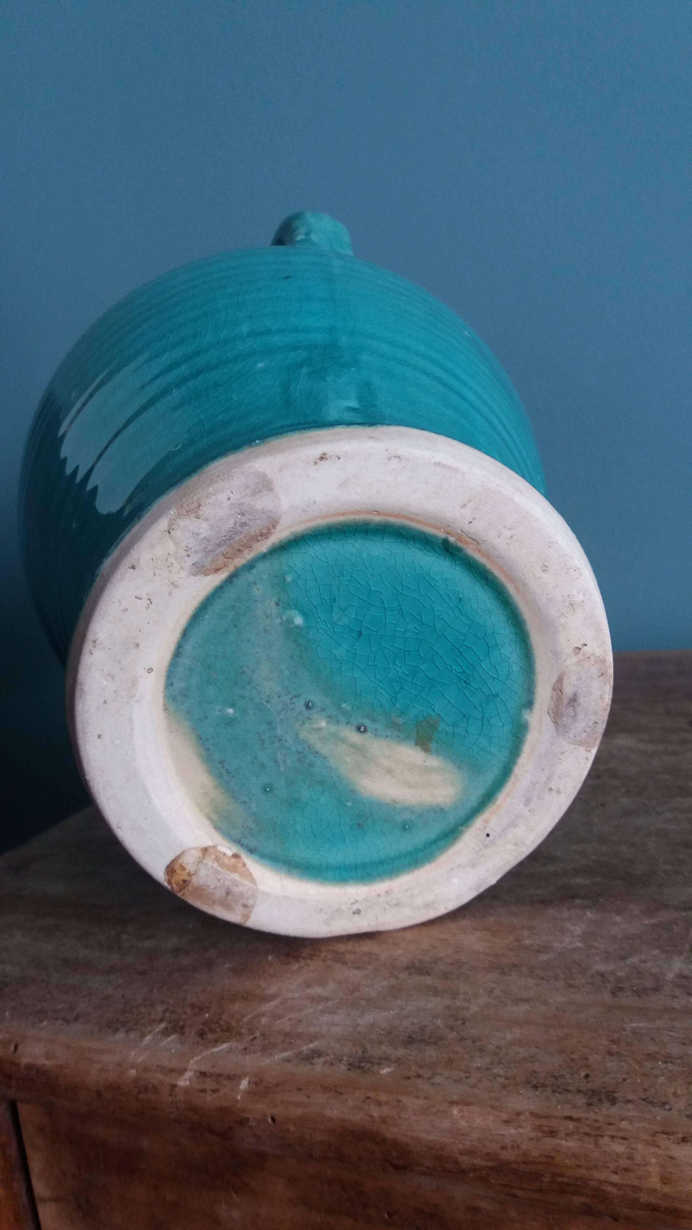 Glazed green-blue ceramic vase