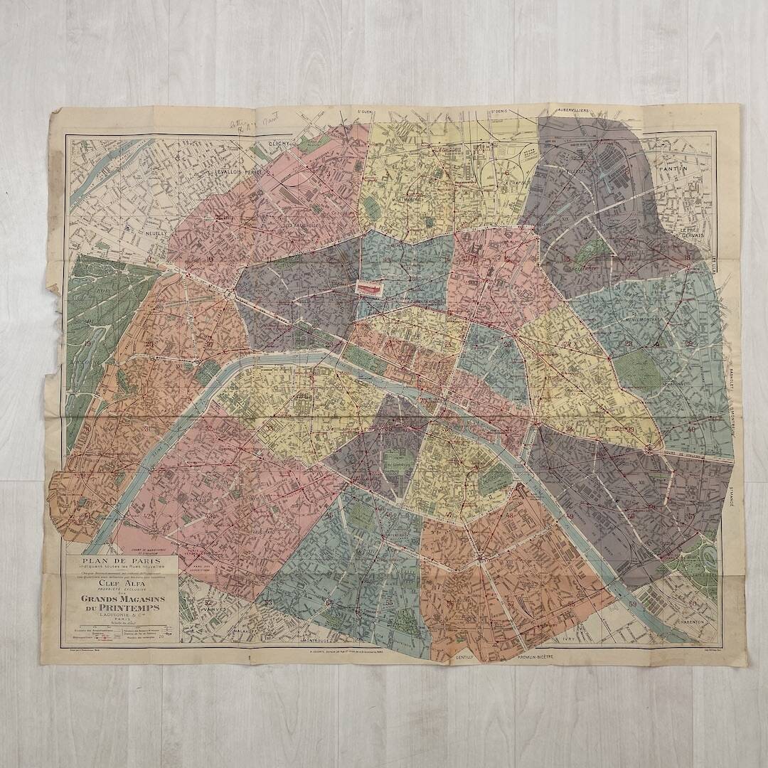 Map of Paris from the 1940s