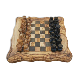 Échiquier en bois, jeu d'échecs avec 32  pièces d'échecs de taille moyenne