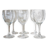 Set of 6 mismatched bird water or wine glasses
