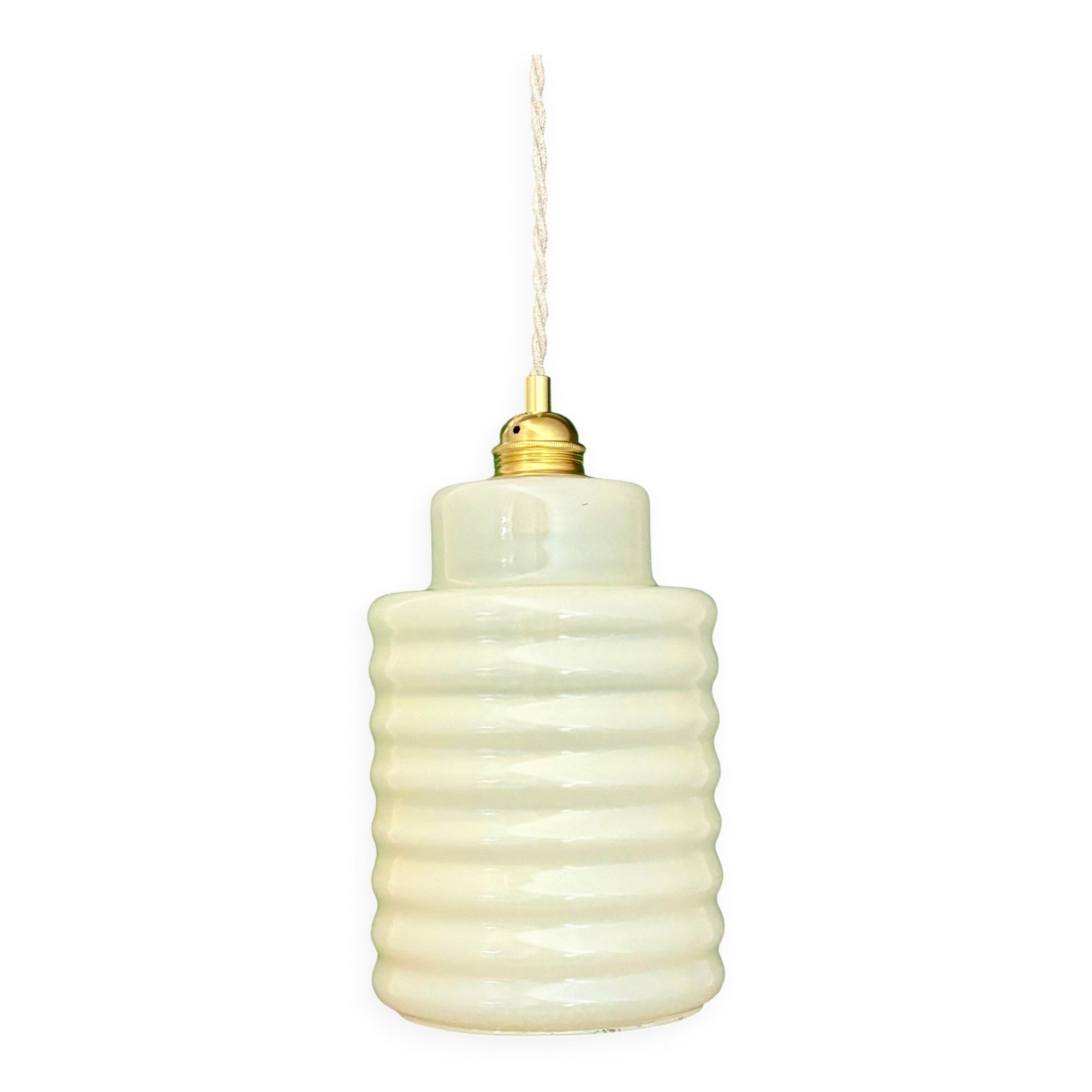 vintage pale yellow opaline suspension globe