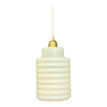 vintage pale yellow opaline suspension globe