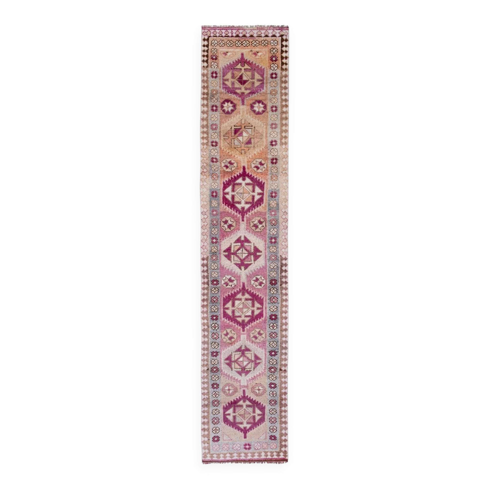 Vintage Turkish hallway rug 80x401 cm