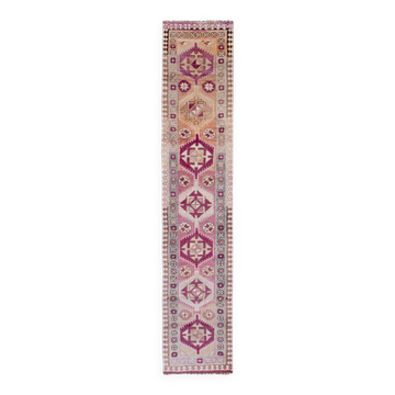 Vintage Turkish hallway rug 80x401 cm