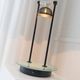 Vintage black metal table lamp with frosted glass disc, Italy, Postmodern Memphis 1980s