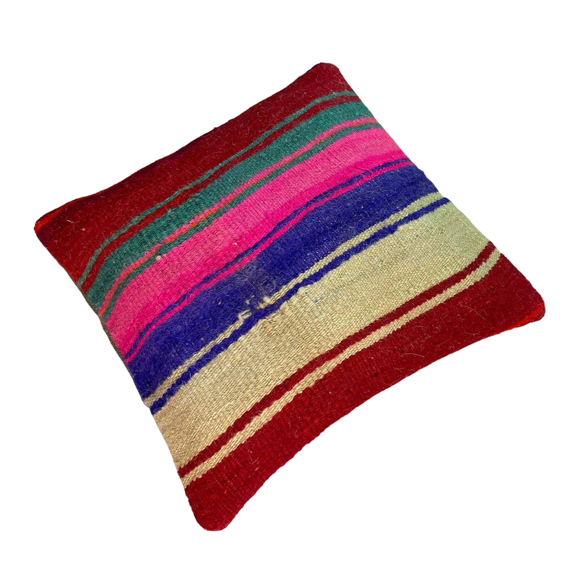 Vintage turkish kilim cushion cover , 40 x 40 cm