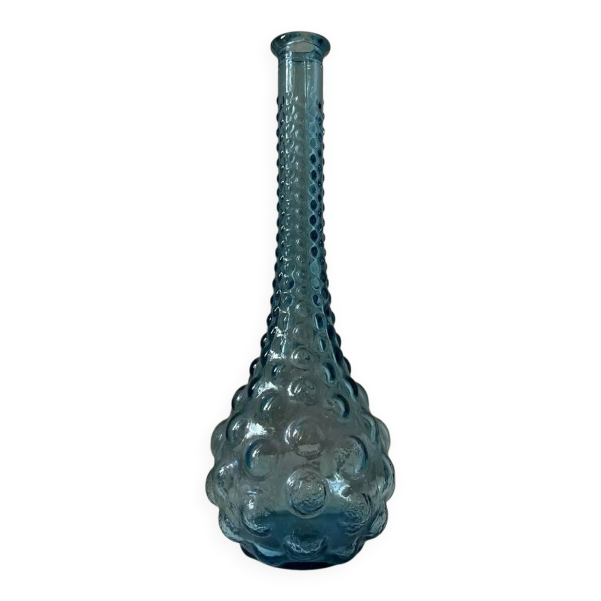 Vintage carafe with blue bubbles, glass, Empoli, Italy, 1960s