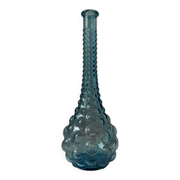Vintage carafe with blue bubbles, glass, Empoli, Italy, 1960s