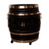 Barrel bar oak lacquered black brass 1970 vintage