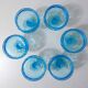 6 coupes à dessert en verre pressé bleu Portieux vintage France