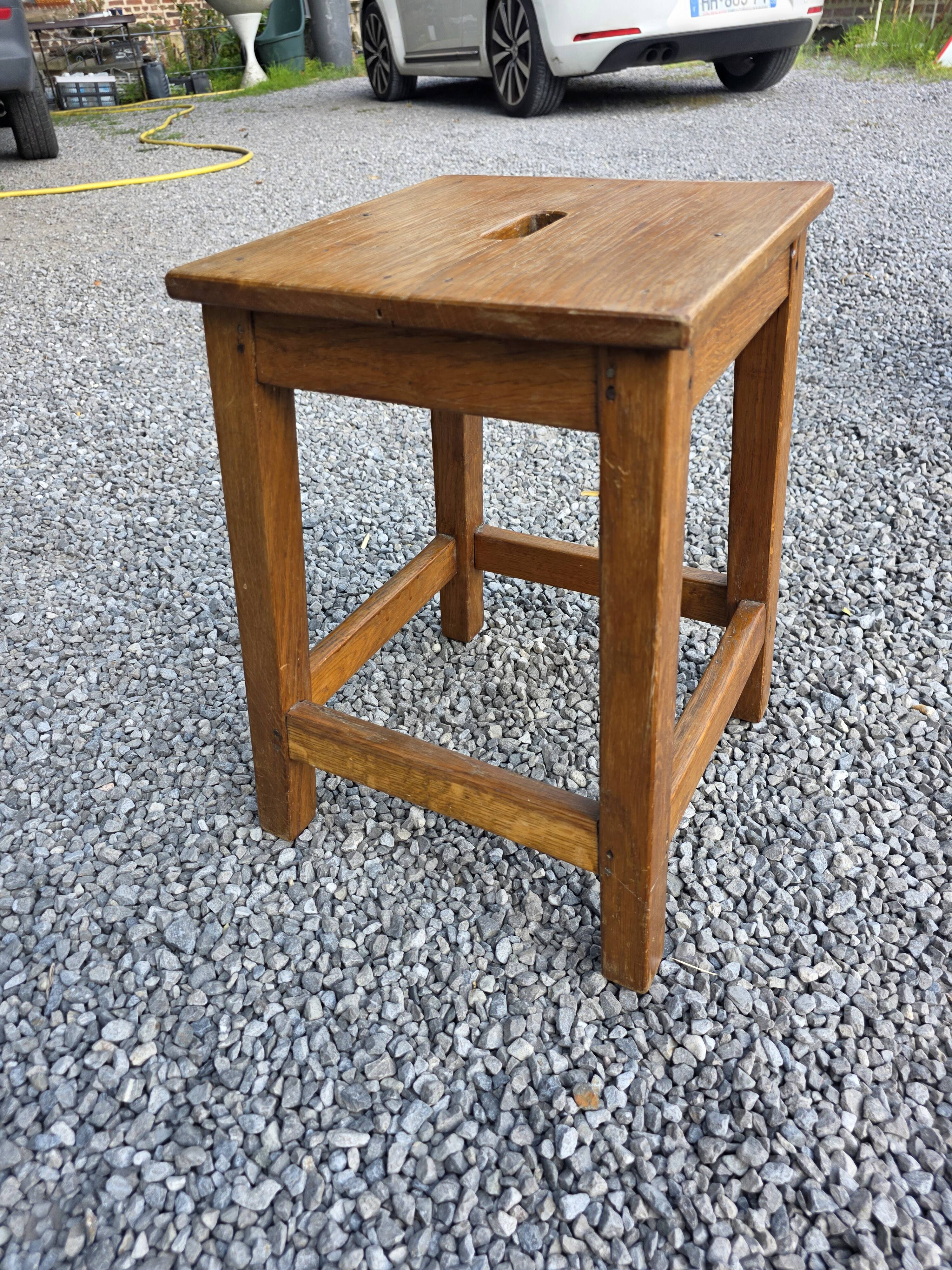 Pair of low stools in solid oak