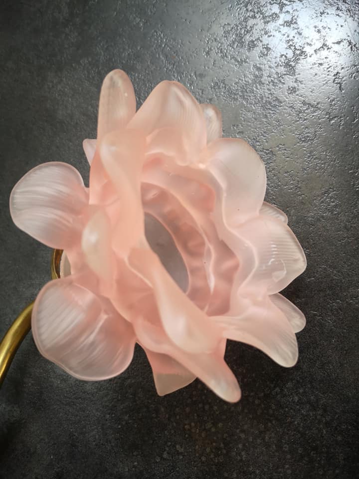 Applique ancienne tulipe pâte de verre rose porcelaine/ laiton art déco art déco 1920 n°2