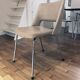 Vintage Armchair • Chrome • Beige Leatherette • 1970