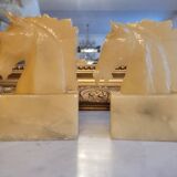 Pair of alabaster horse bookends