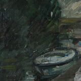 Tableau Expressionniste Bateaux Quais de Seine Paris HST Pierre Gogois