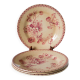 Set of 4 flat plates in Iron Earth, Gien "Capucines" model, late 19th century