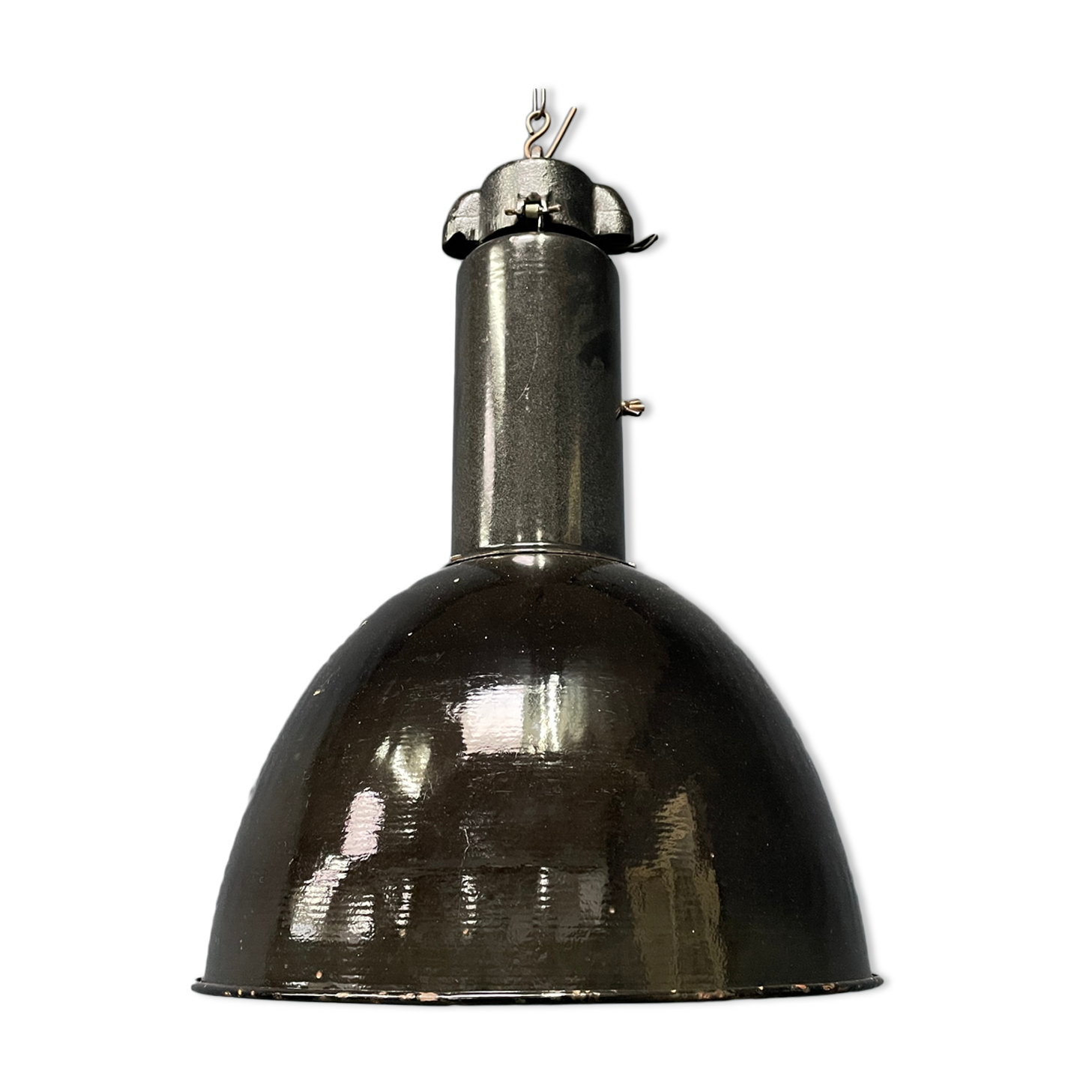 Large black enamel Bauhaus hanging lamp