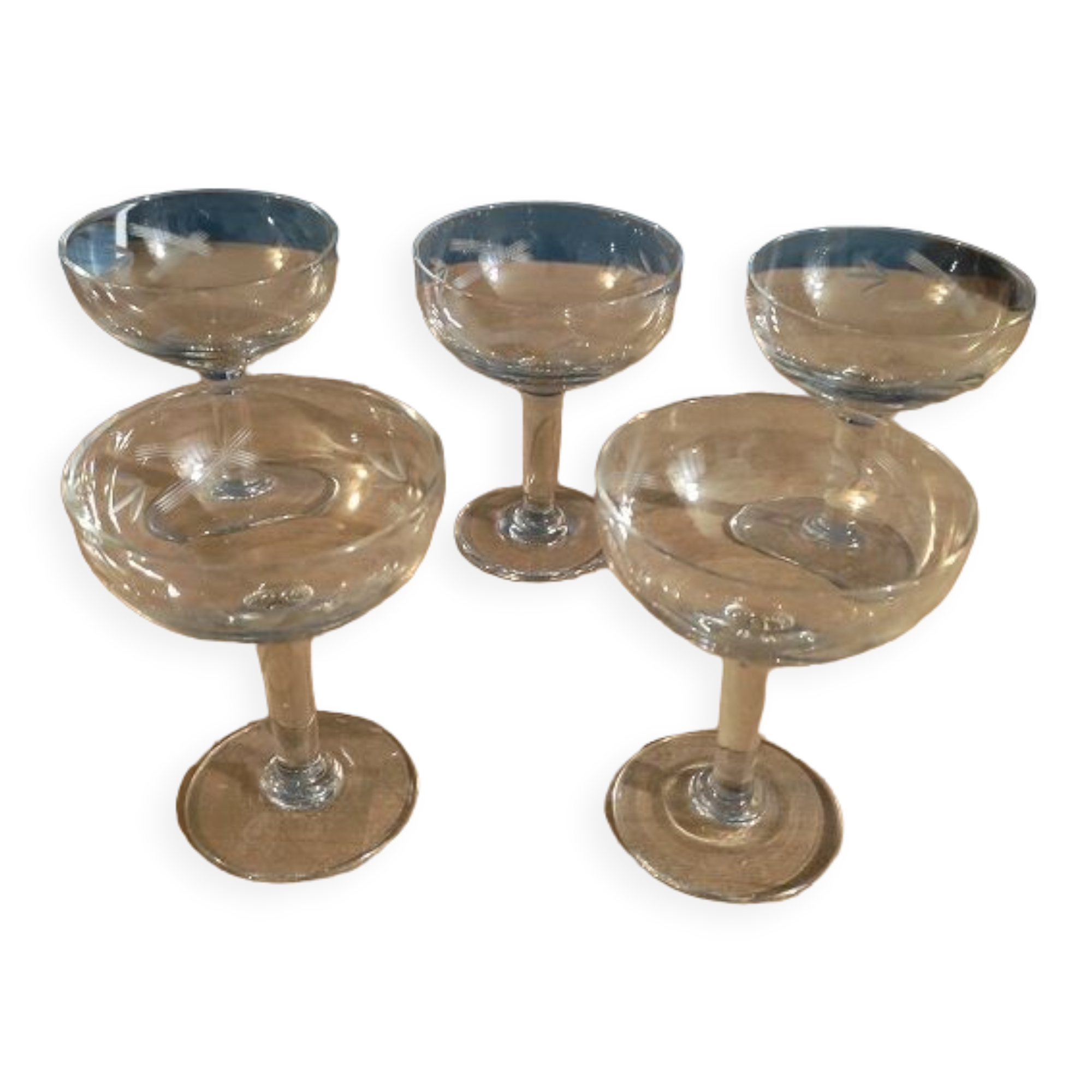 Champagne glasses chopped grapes