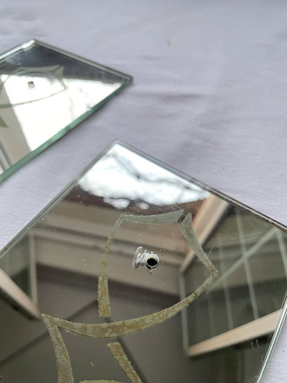 Pair of Italian art deco wall lights in mirror and brass, vintage, 1930s