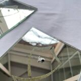 Pair of Italian art deco wall lights in mirror and brass, vintage, 1930s