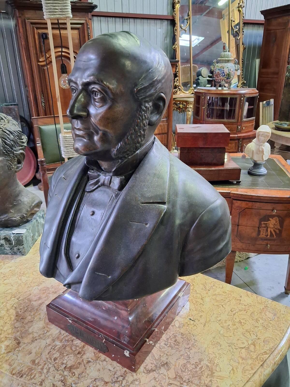 Bust of Jean-Baptiste Dujardin in bronze – Signed Parmer Fecit – 1889