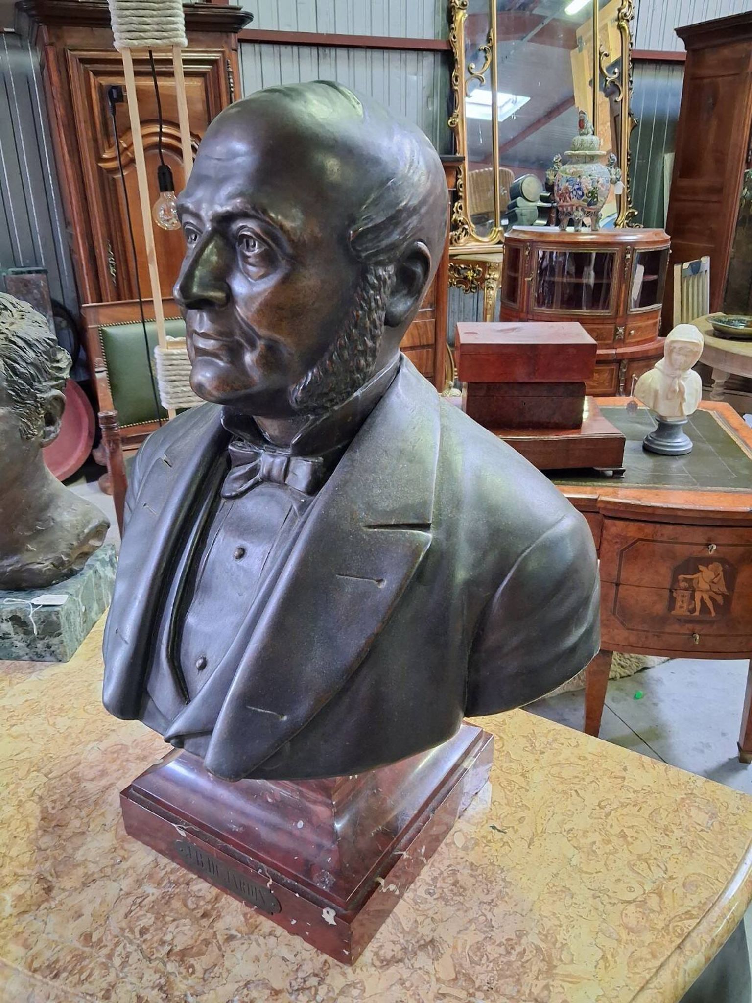 Bust of Jean-Baptiste Dujardin in bronze – Signed Parmer Fecit – 1889