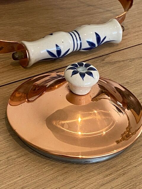 Vintage copper and ceramic kettle